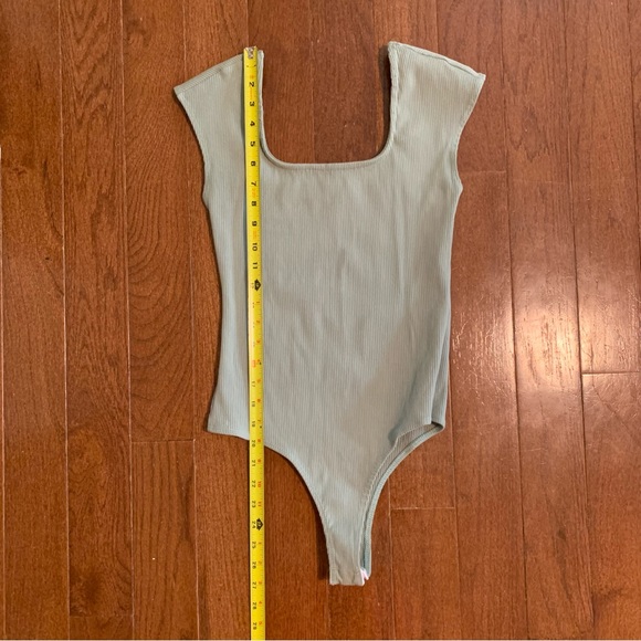 Altar'd State Ribbed Bodysuit Sage Green Top - Picture 6 of 7